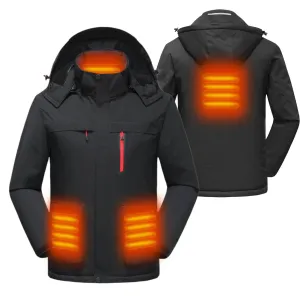 2021 New Heated Jacket with Detachable Hood Winter Warm Heating Jackets Waterproof Rain Coat Windbreaker Clothing Jacket Men