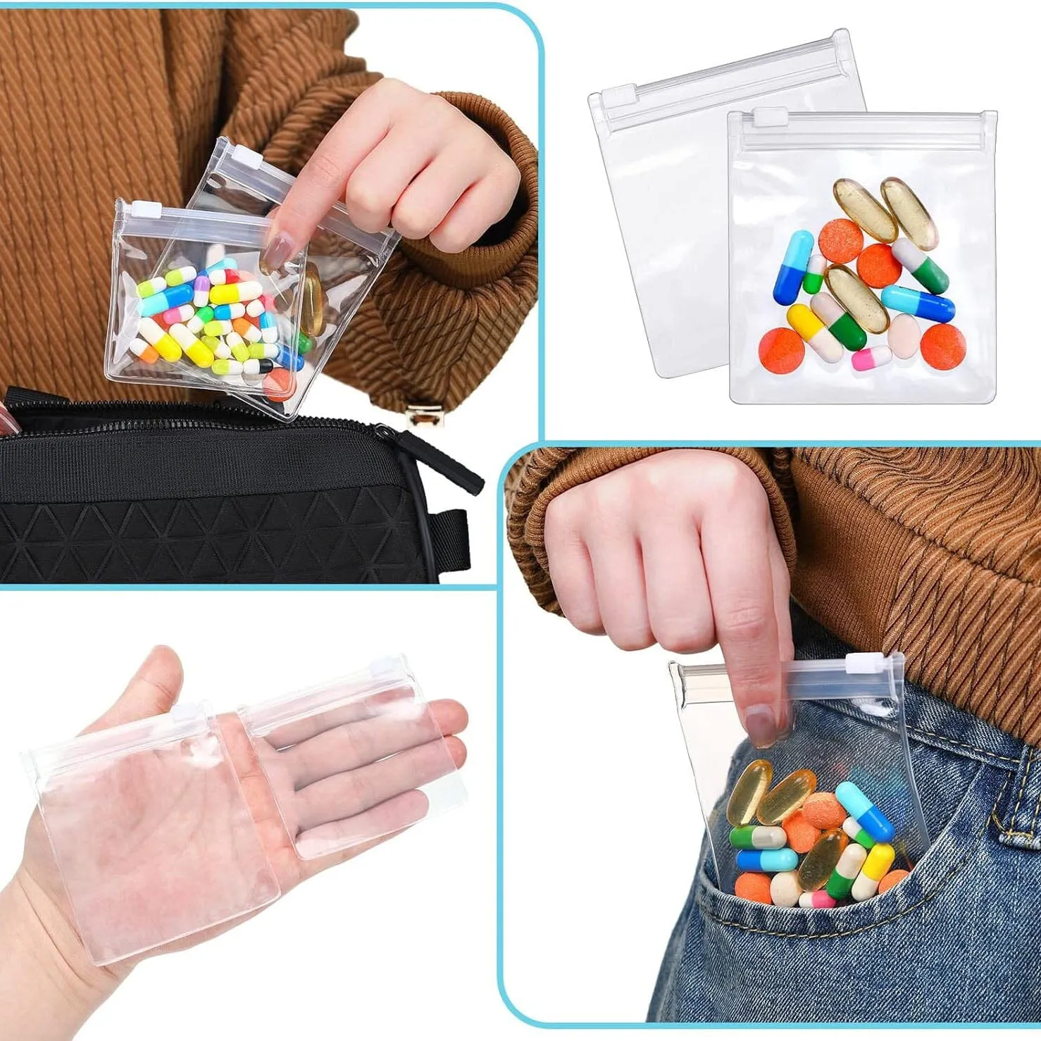 24-Piece: Zippered Pill Pouch Bags