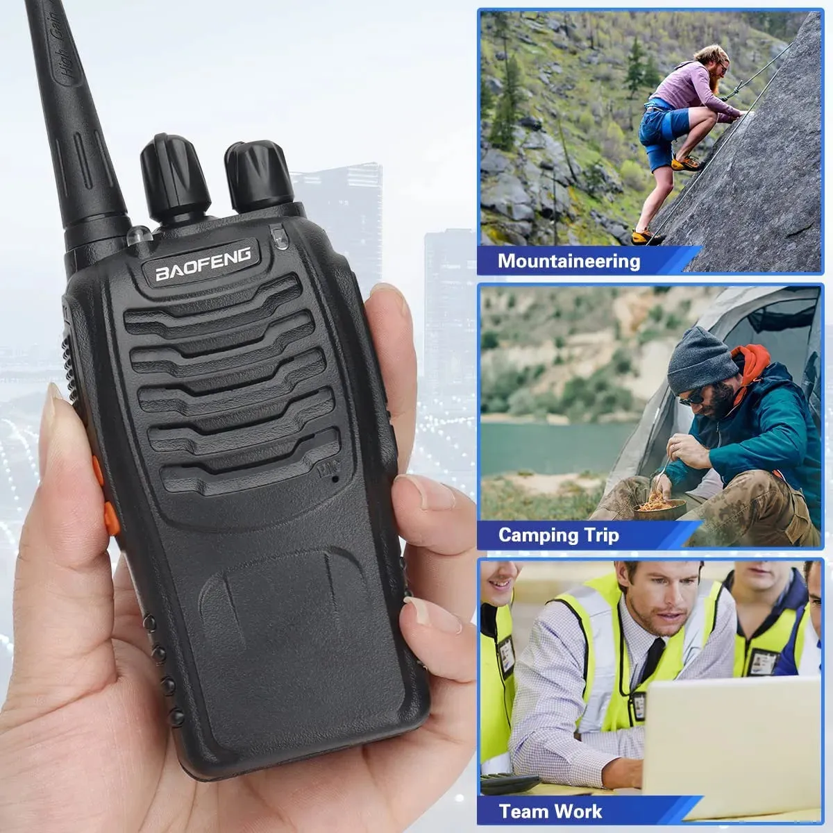 2Pcs Baofeng BF-888S Walkie Talkie Two-way Radio Set BF 888s UHF 400-470MHz 16CH long range walkie-talkie Radios Transceiver