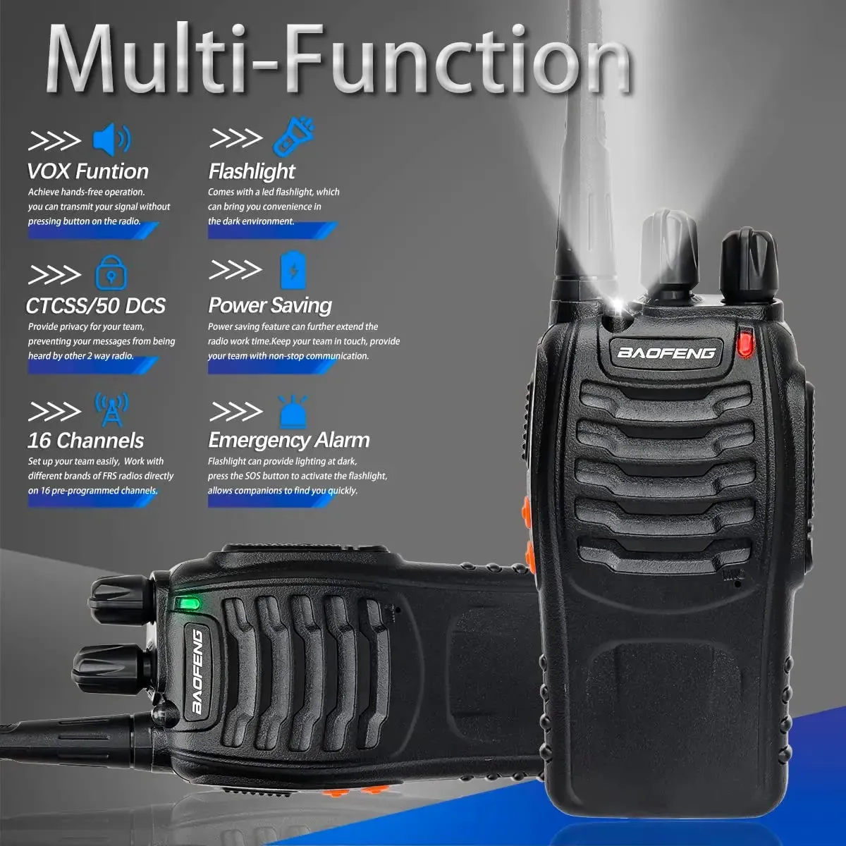 2Pcs Baofeng BF-888S Walkie Talkie Two-way Radio Set BF 888s UHF 400-470MHz 16CH long range walkie-talkie Radios Transceiver