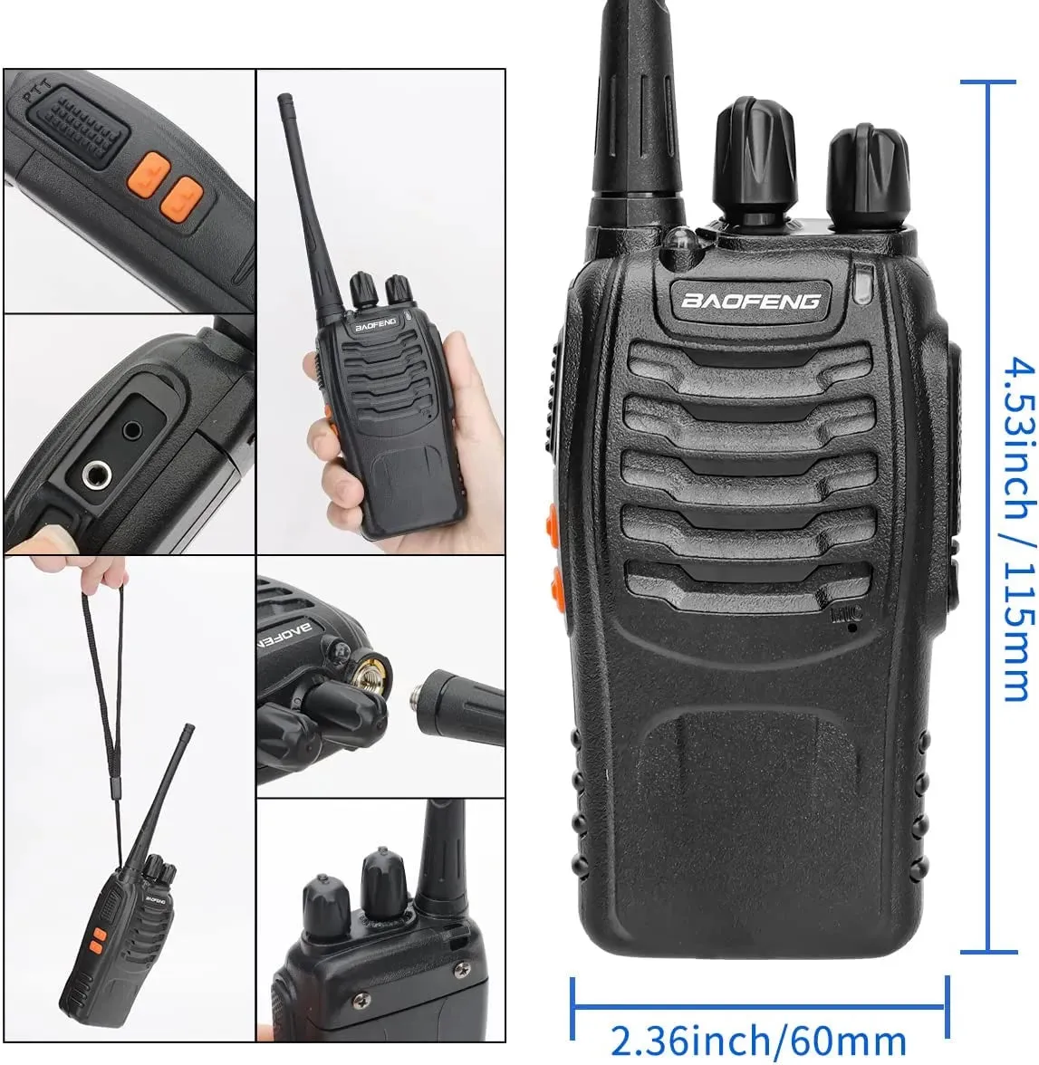 2Pcs Baofeng BF-888S Walkie Talkie Two-way Radio Set BF 888s UHF 400-470MHz 16CH long range walkie-talkie Radios Transceiver