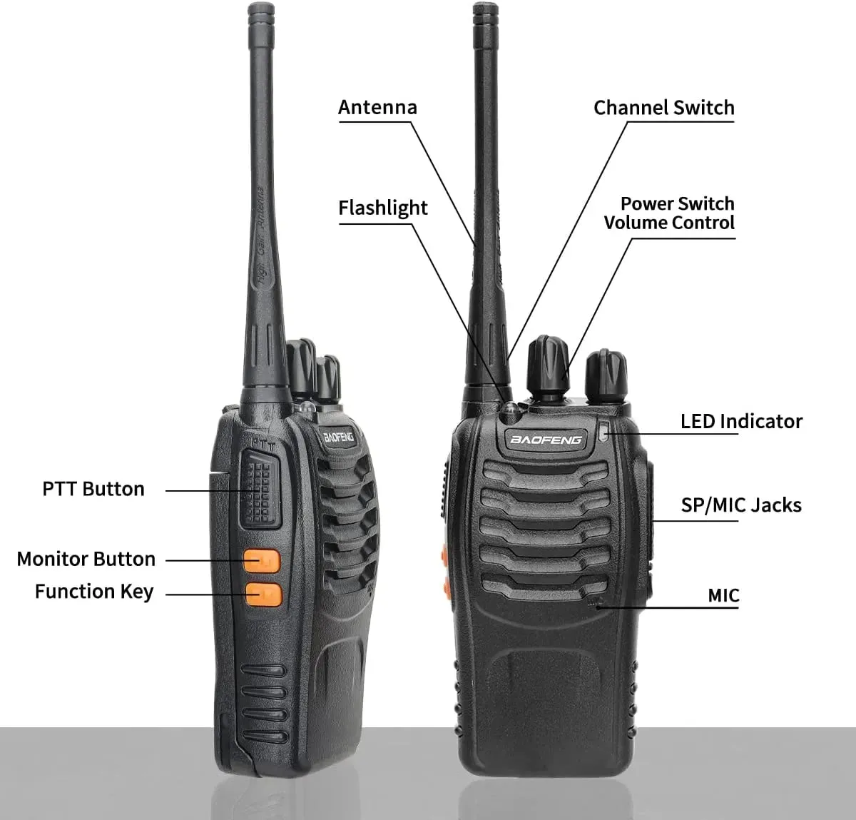 2Pcs Baofeng BF-888S Walkie Talkie Two-way Radio Set BF 888s UHF 400-470MHz 16CH long range walkie-talkie Radios Transceiver