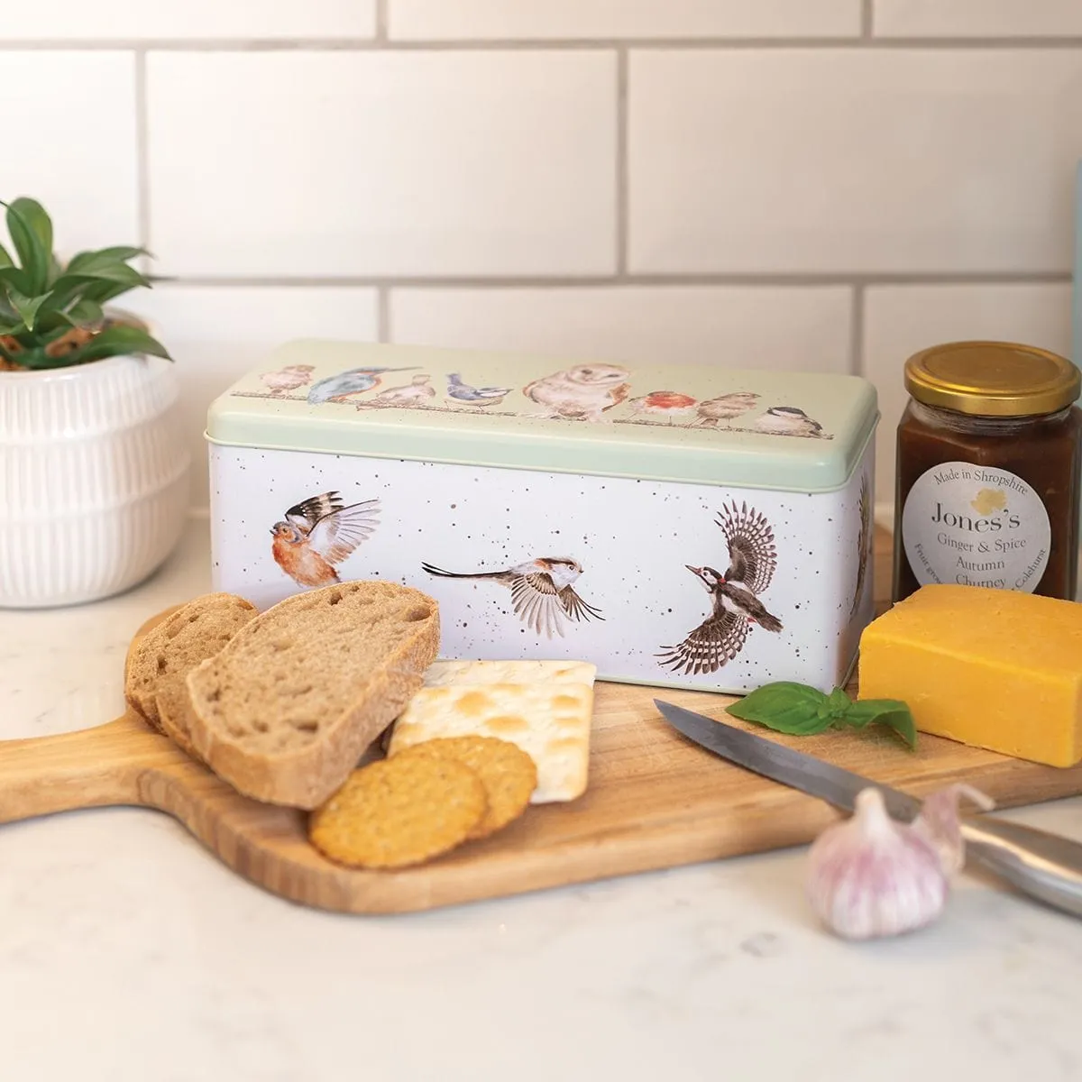 Bird Design Cracker Storage Tin