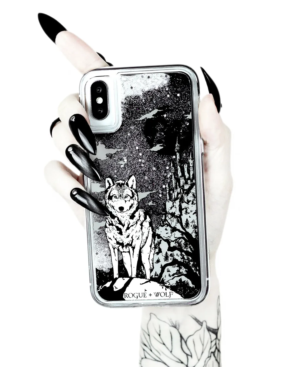 Castle Whitewolf  - Shock Resistant Phone Case - Silver Glitter