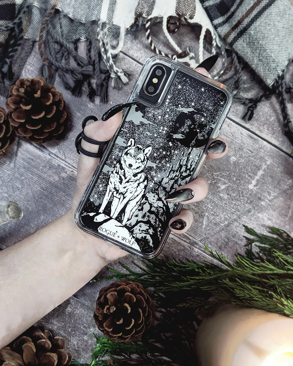 Castle Whitewolf  - Shock Resistant Phone Case - Silver Glitter