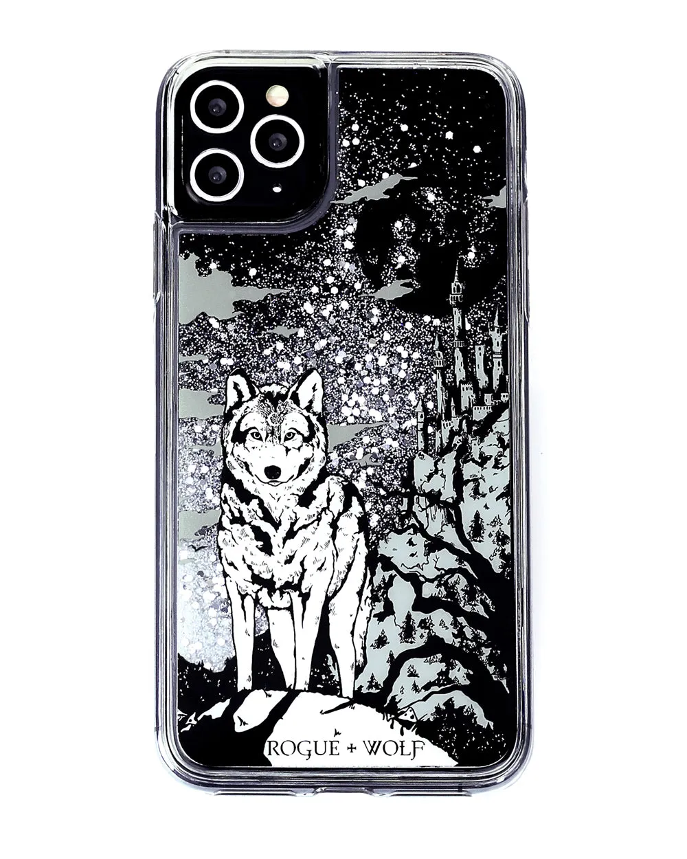 Castle Whitewolf  - Shock Resistant Phone Case - Silver Glitter