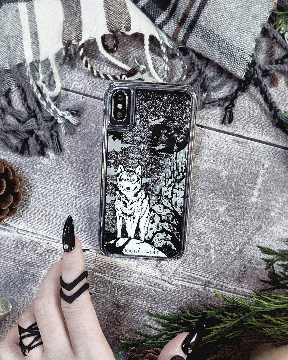 Castle Whitewolf  - Shock Resistant Phone Case - Silver Glitter