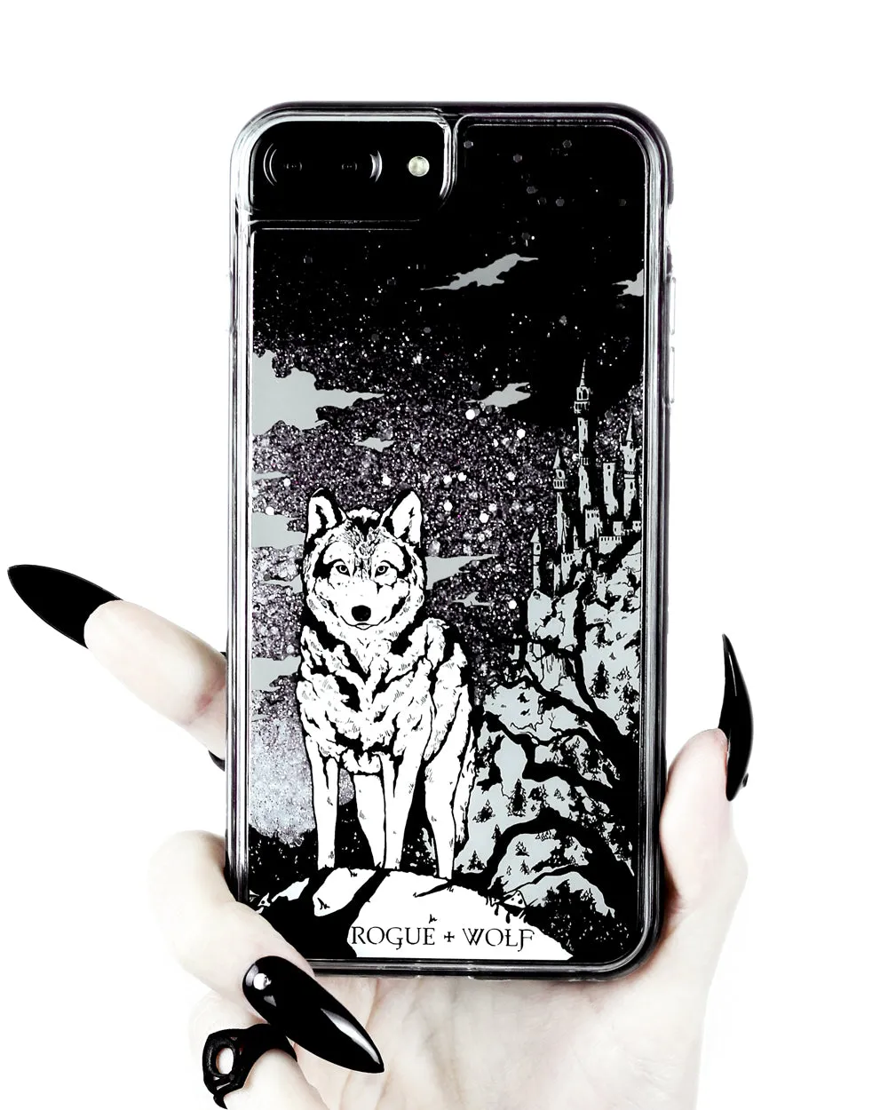 Castle Whitewolf  - Shock Resistant Phone Case - Silver Glitter