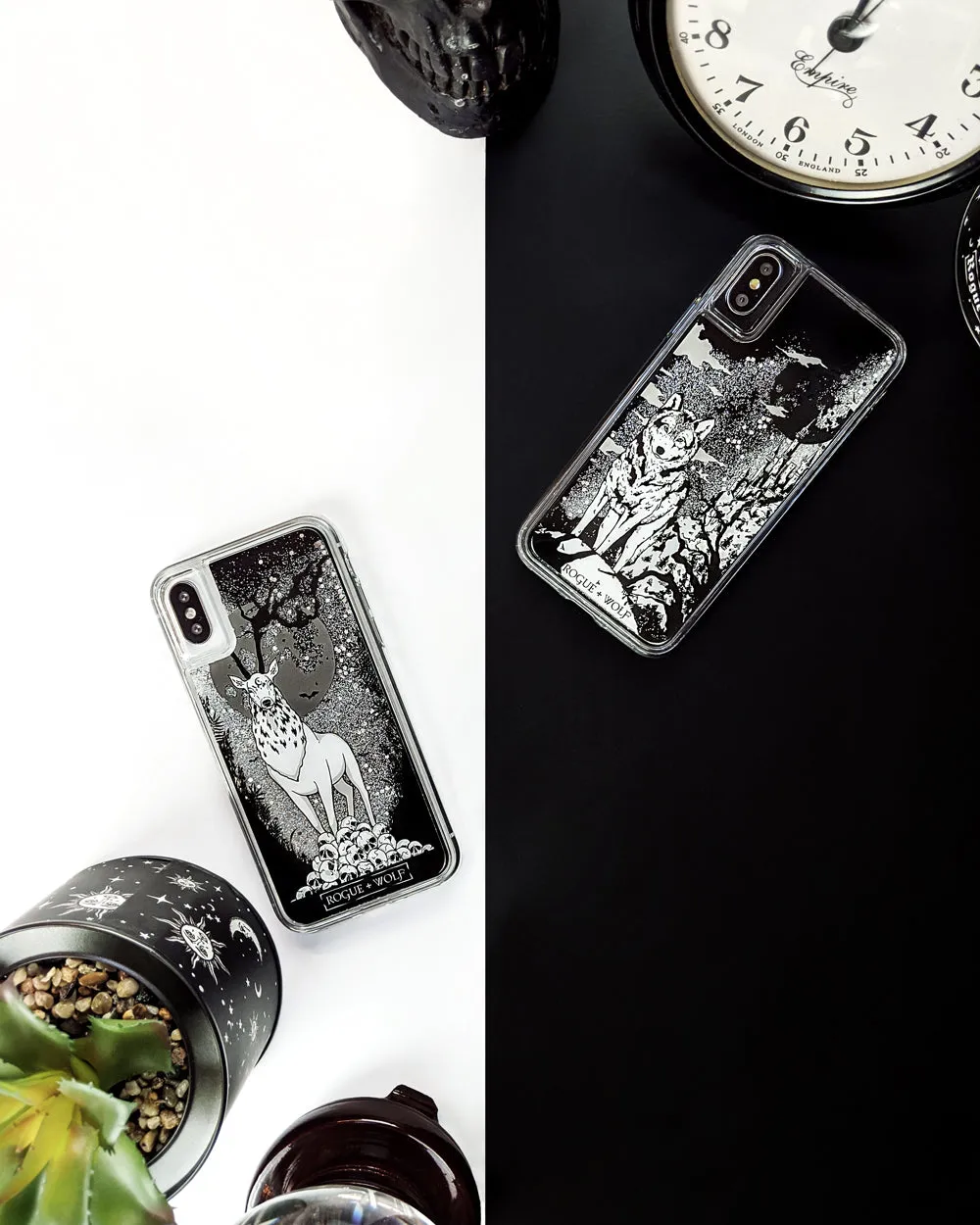 Castle Whitewolf  - Shock Resistant Phone Case - Silver Glitter