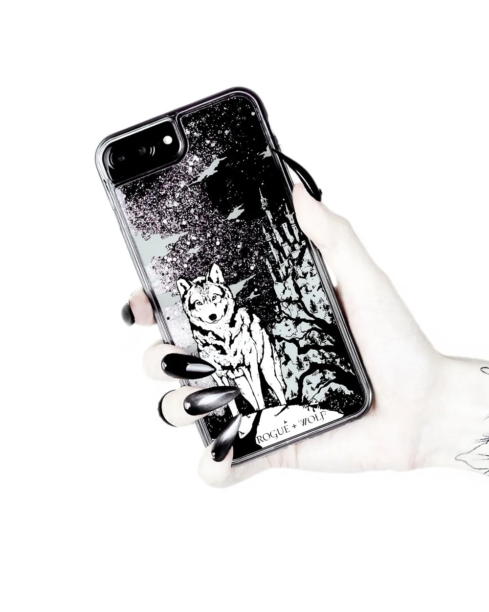 Castle Whitewolf  - Shock Resistant Phone Case - Silver Glitter