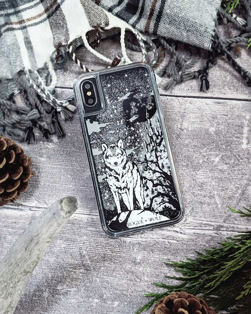 Castle Whitewolf  - Shock Resistant Phone Case - Silver Glitter