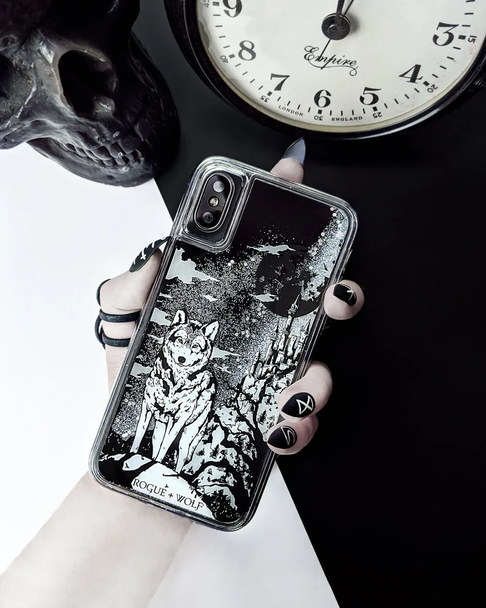 Castle Whitewolf  - Shock Resistant Phone Case - Silver Glitter