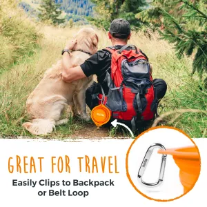 Collapsible Travel Dog Bowl Set (2-Pack) with Clip-On Carabiners