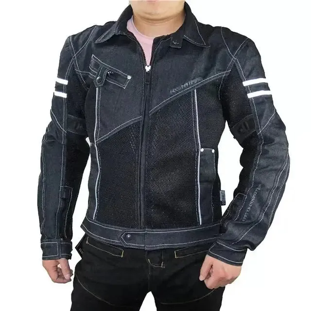 Custom Motorcycle Jacket Men Racing Suit Motocross Jeans Windproof Moto Denim Jackets Protective Gear Removable Liner 2 Colors