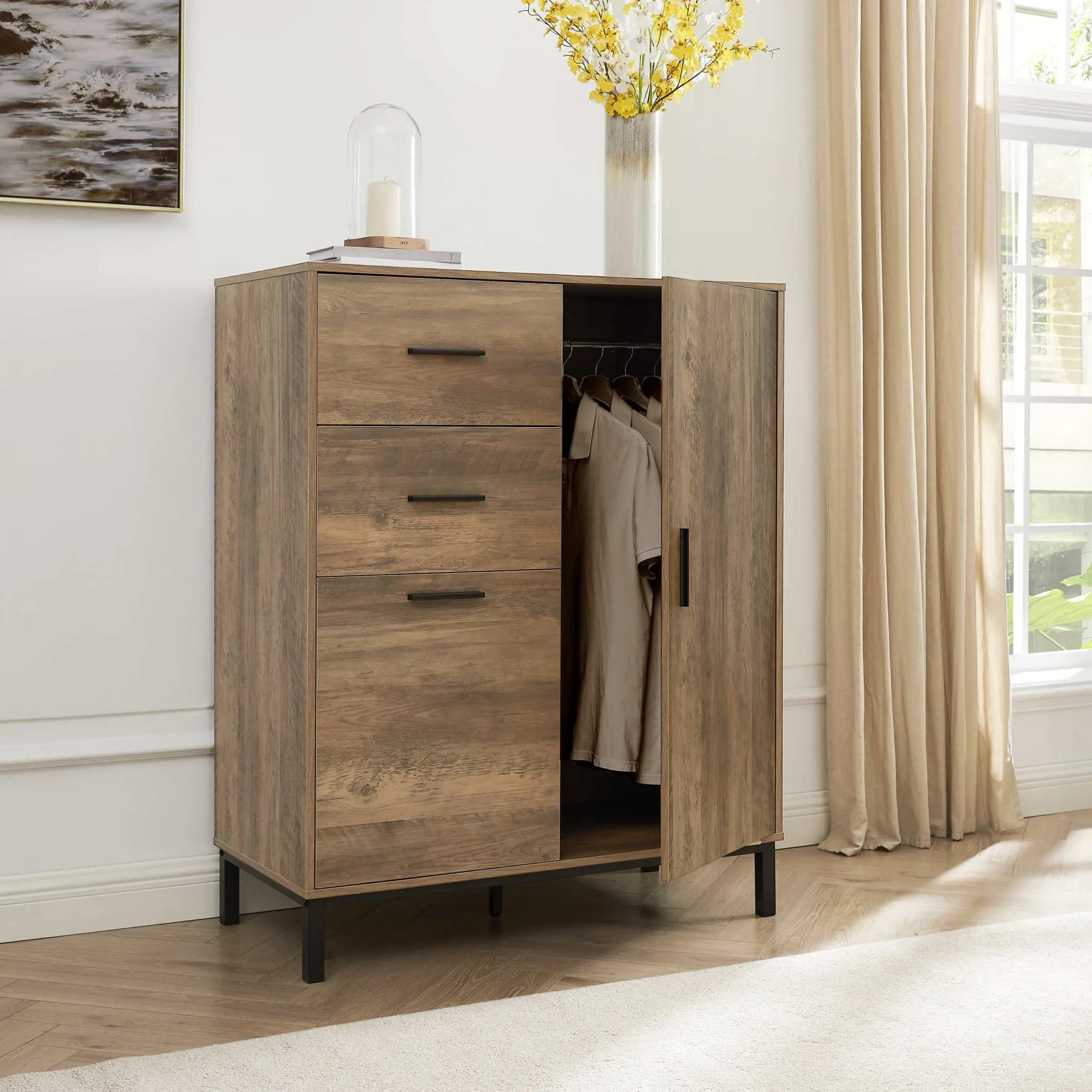 Dresser and Nightstand Set - MerryLuk Bronx Wardrobe Bundle