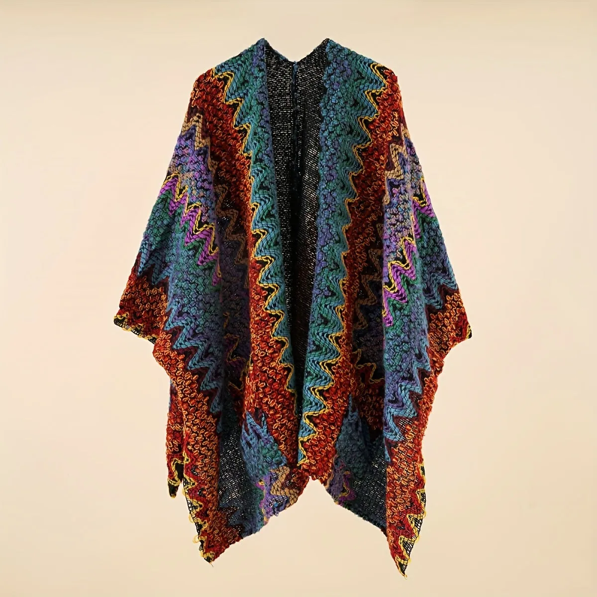 Elegant Boho Knitted Shawl - Windproof, Warm, & Versatile Poncho for Stylish Autumn/Winter Outings