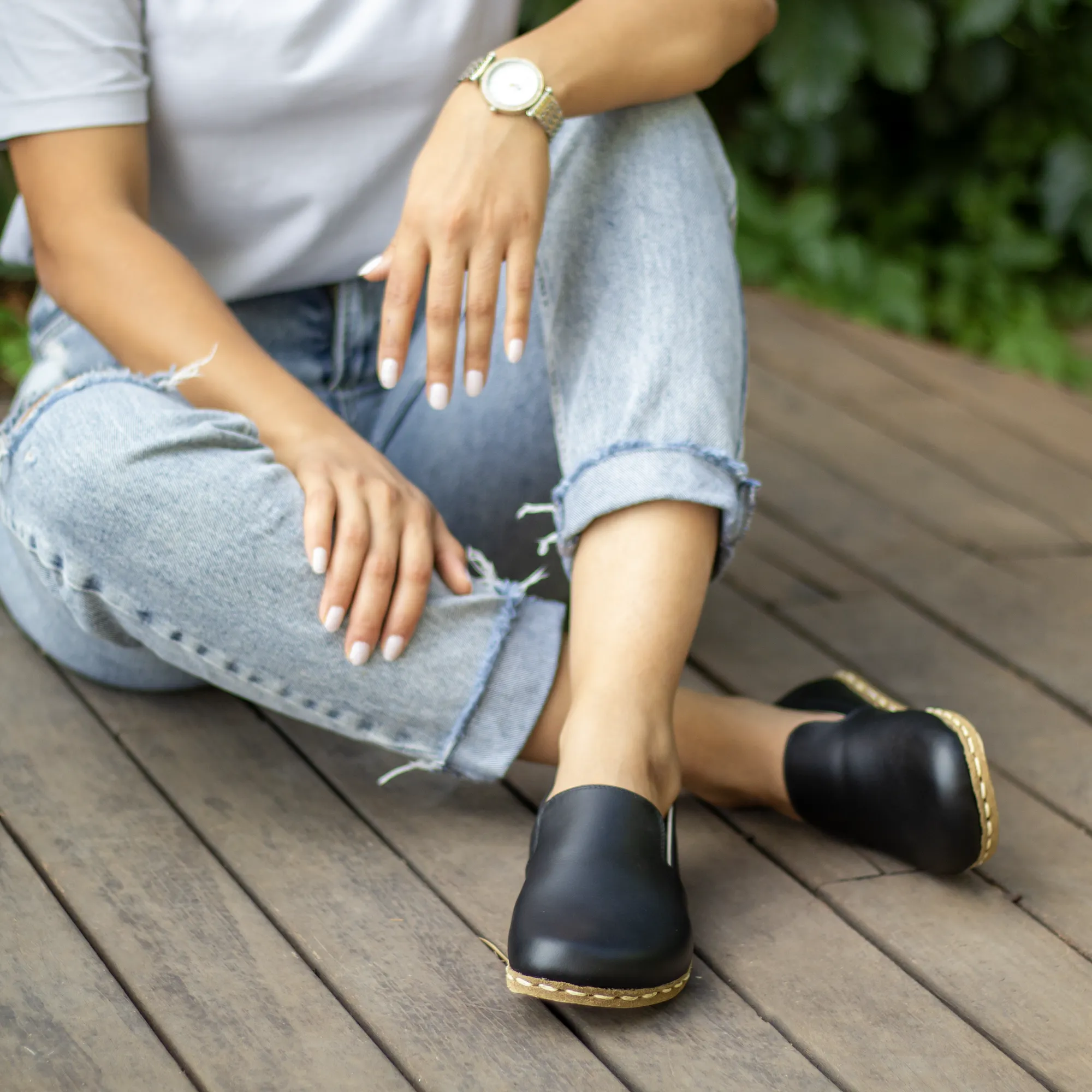 Handmade Leather Barefoot Shoes for Women - Black