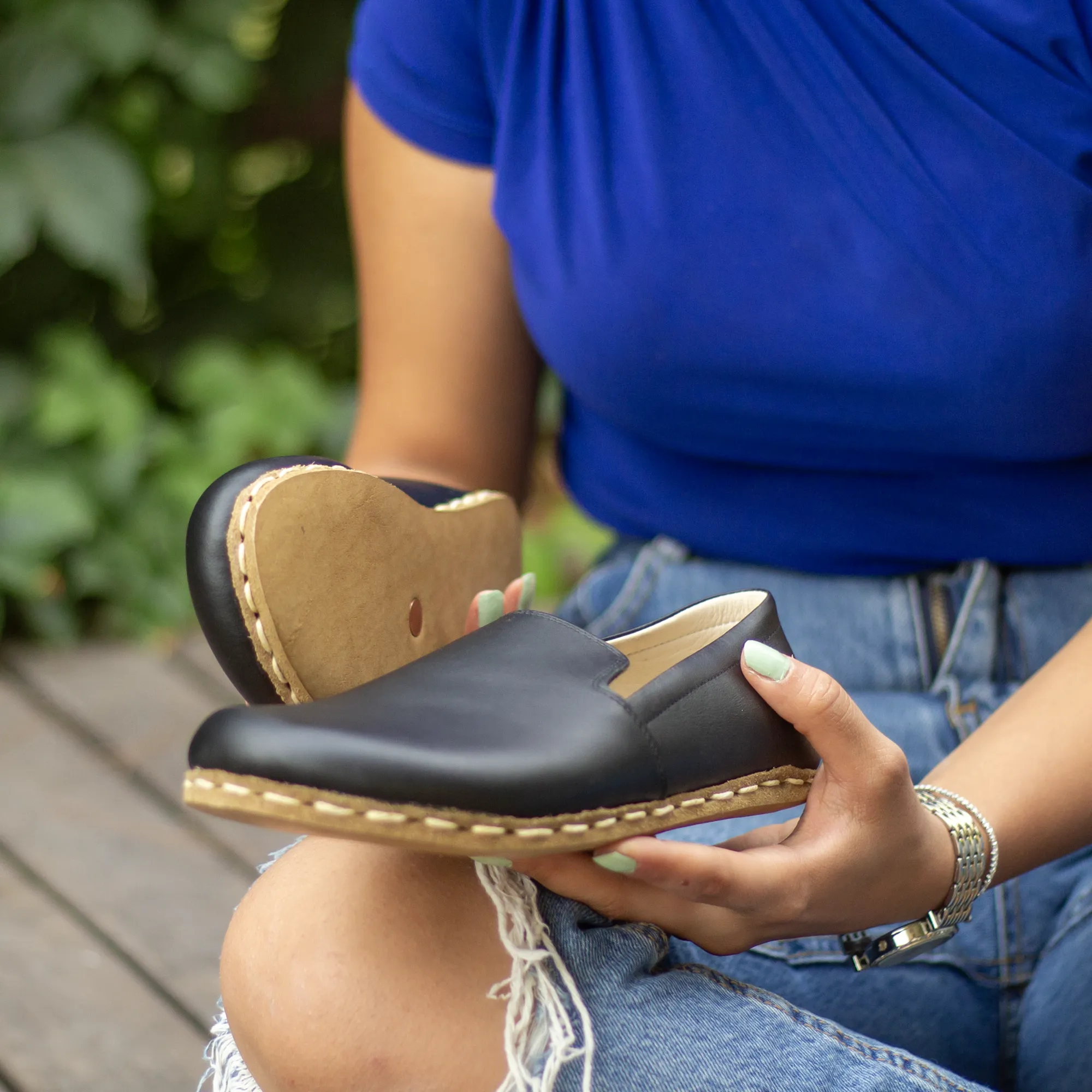 Handmade Leather Barefoot Shoes for Women - Black