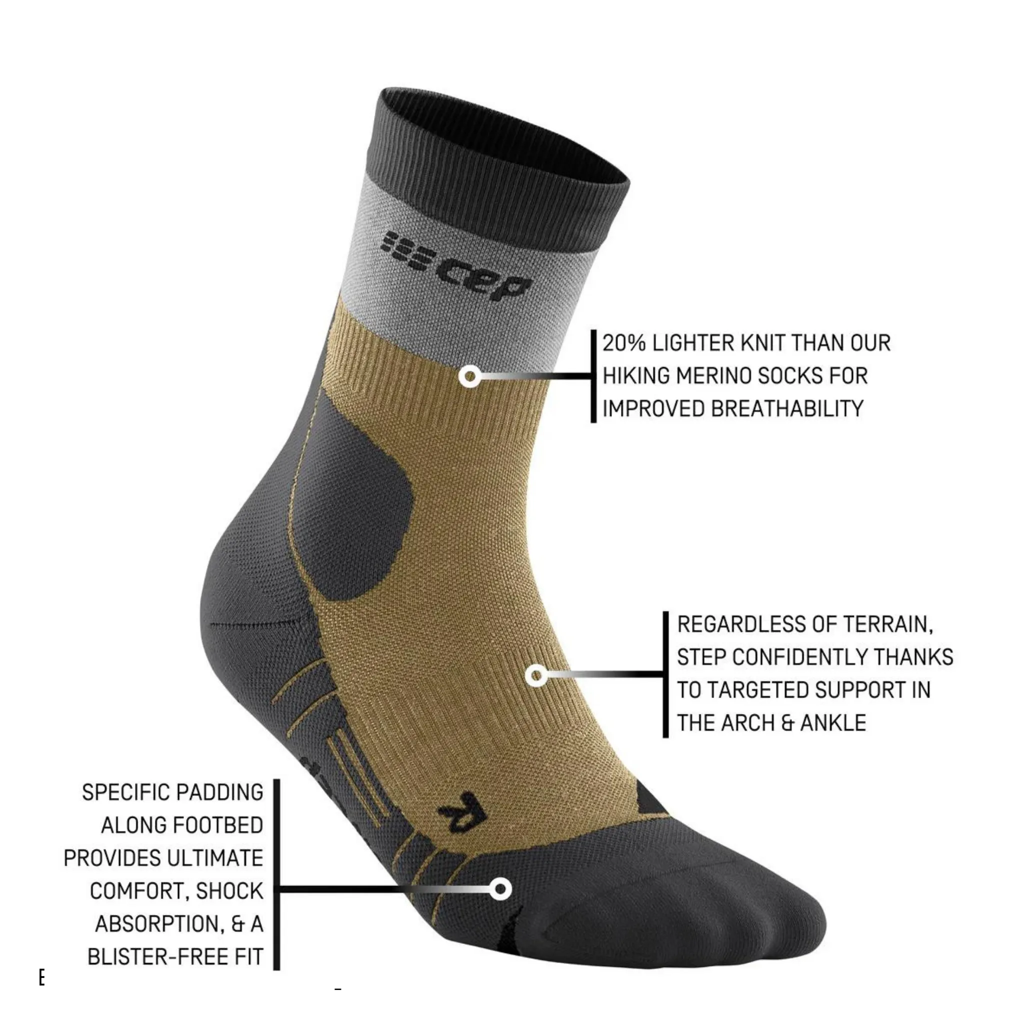 Hiking Light Merino Mid Cut Compression Socks, Women