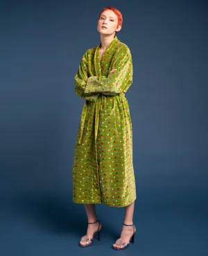 Les Touristes Velvet Dressing Gown Tara New Green