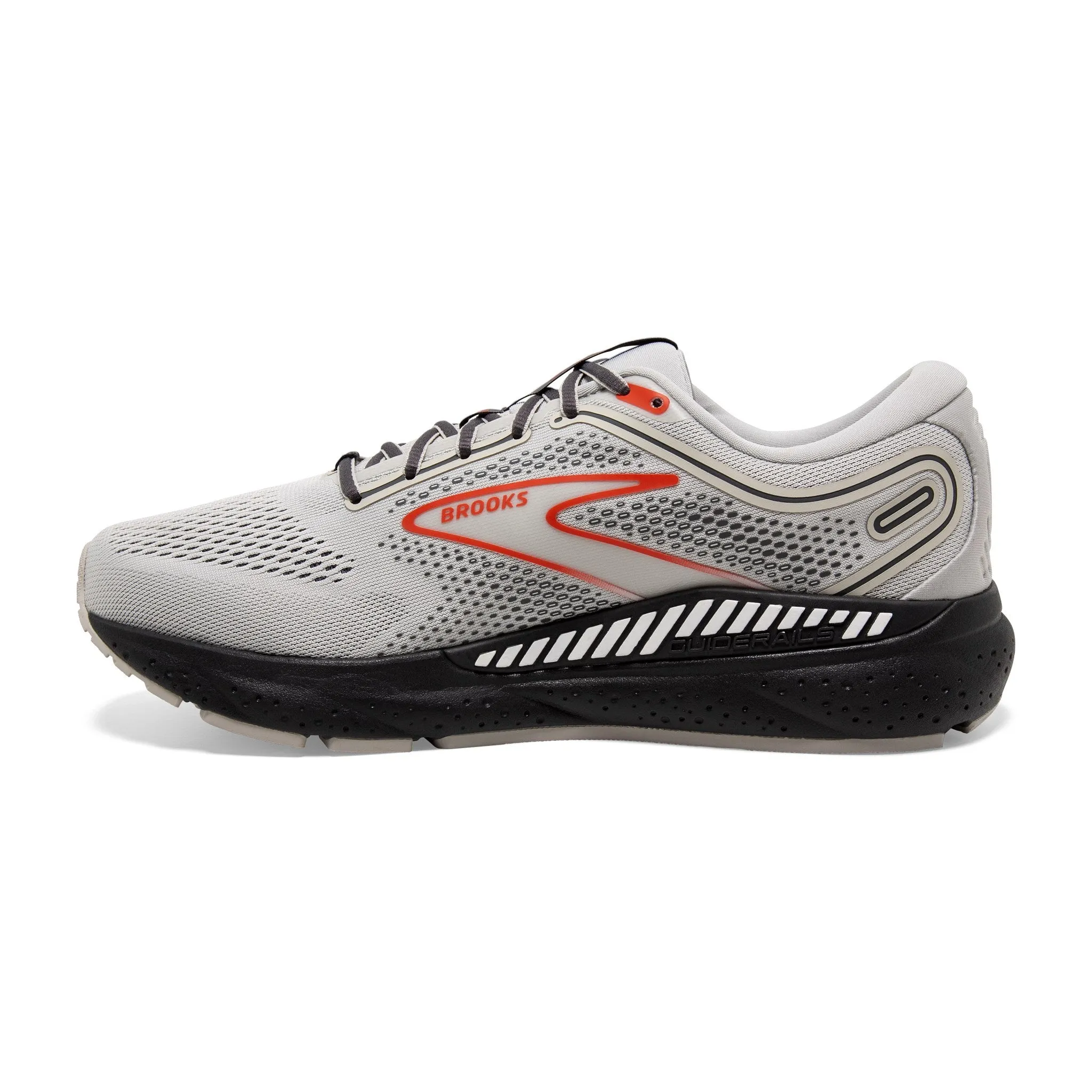 Men's Brooks Beast GTS 23 Running Shoe in Grey/Scarlet/Ebony