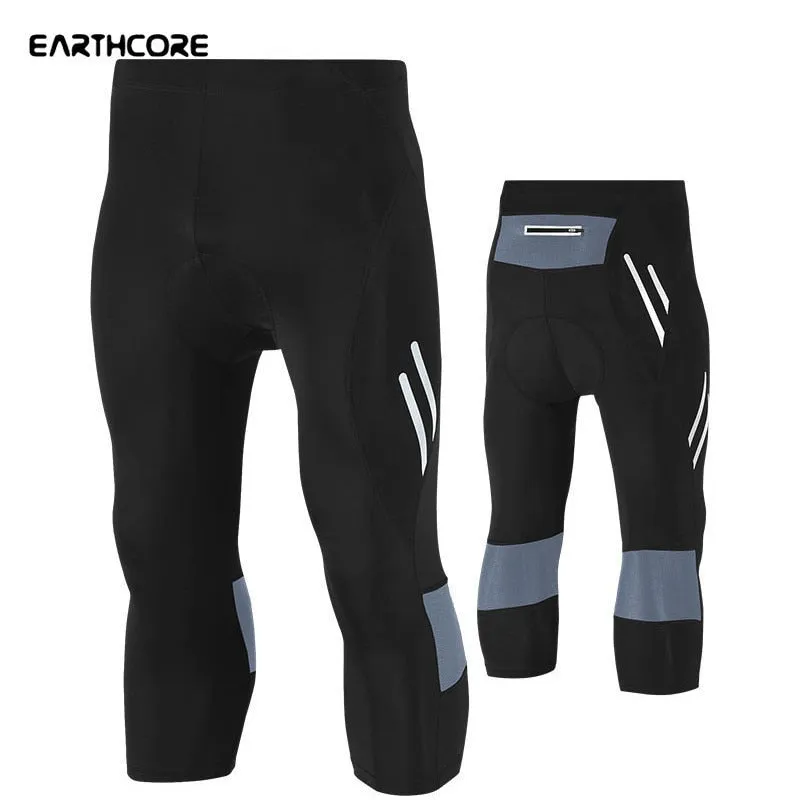 Mens Calf Length Gel Padded Cycling Pants