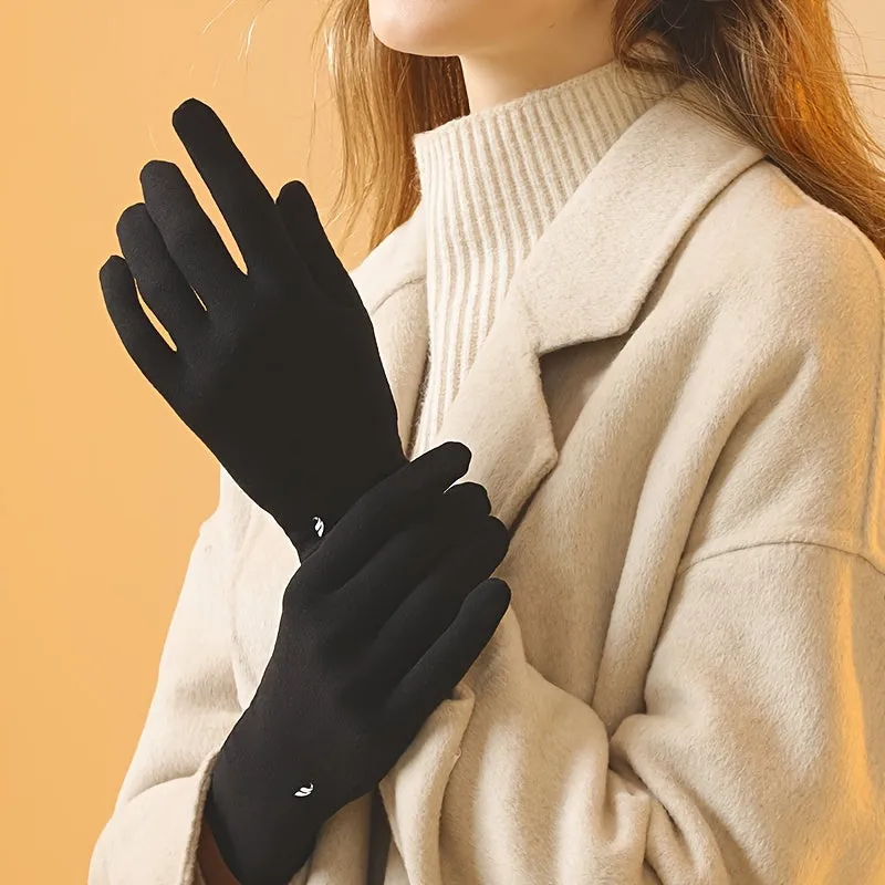 Minimalist Solid Color Thin Gloves Stylish Split Finger Warm Gloves Autumn Winter Windproof Coldproof Riding Gloves