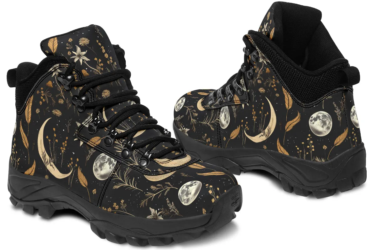 Moonlit Botanica Outdoor Boots - Water Resistant Vegan Leather Trekking Shoes with Durable Soles