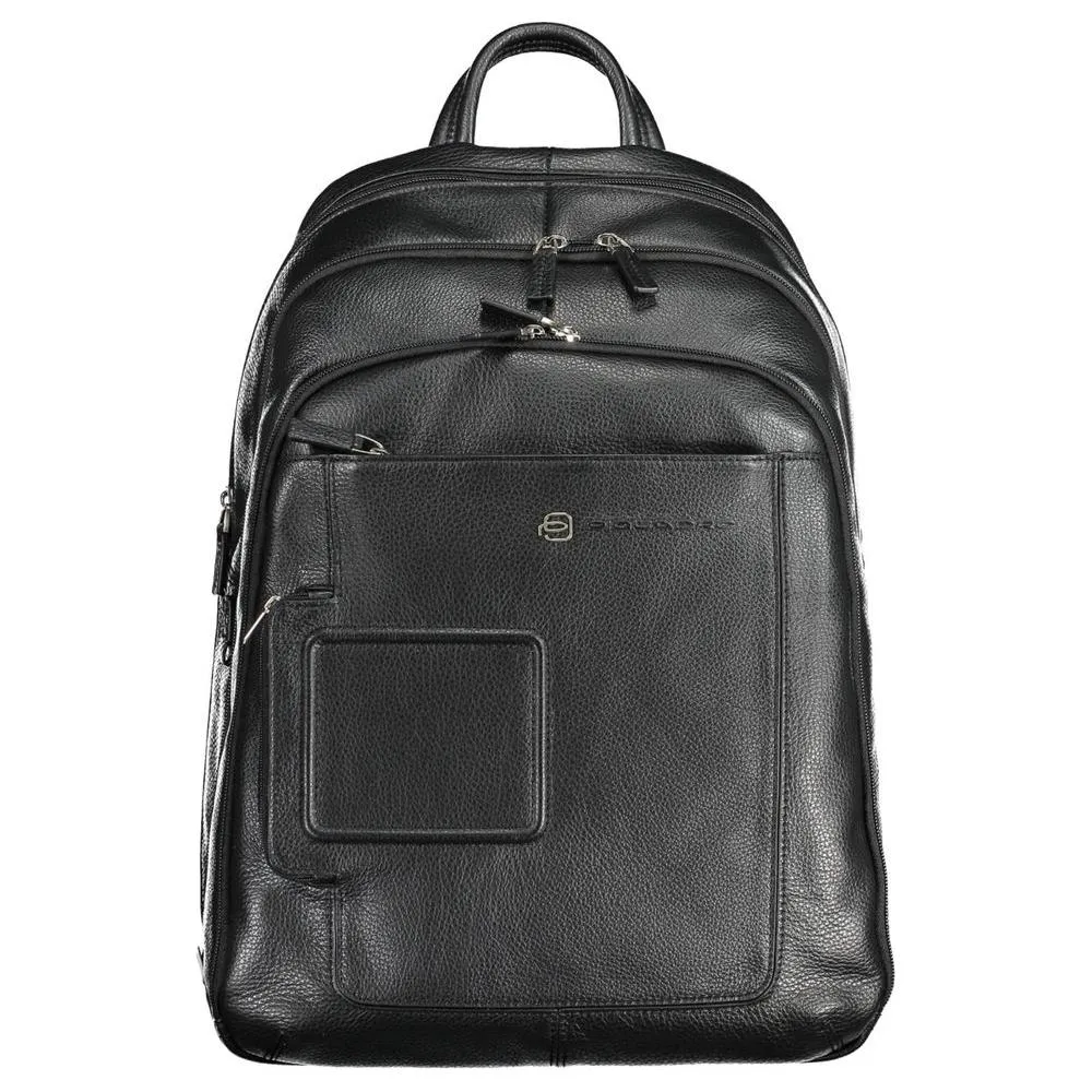 Piquadro Black Leather Men Backpack