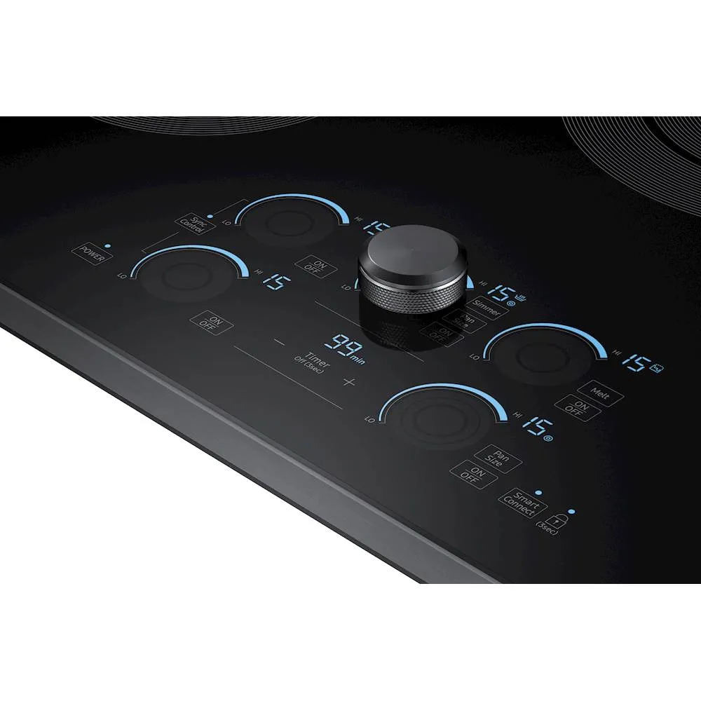 Samsung - 30" Fingerprint Resistant Electric Cooktop-Black Stainless Steel - Fingerprint Resistant Black Stainless Steel