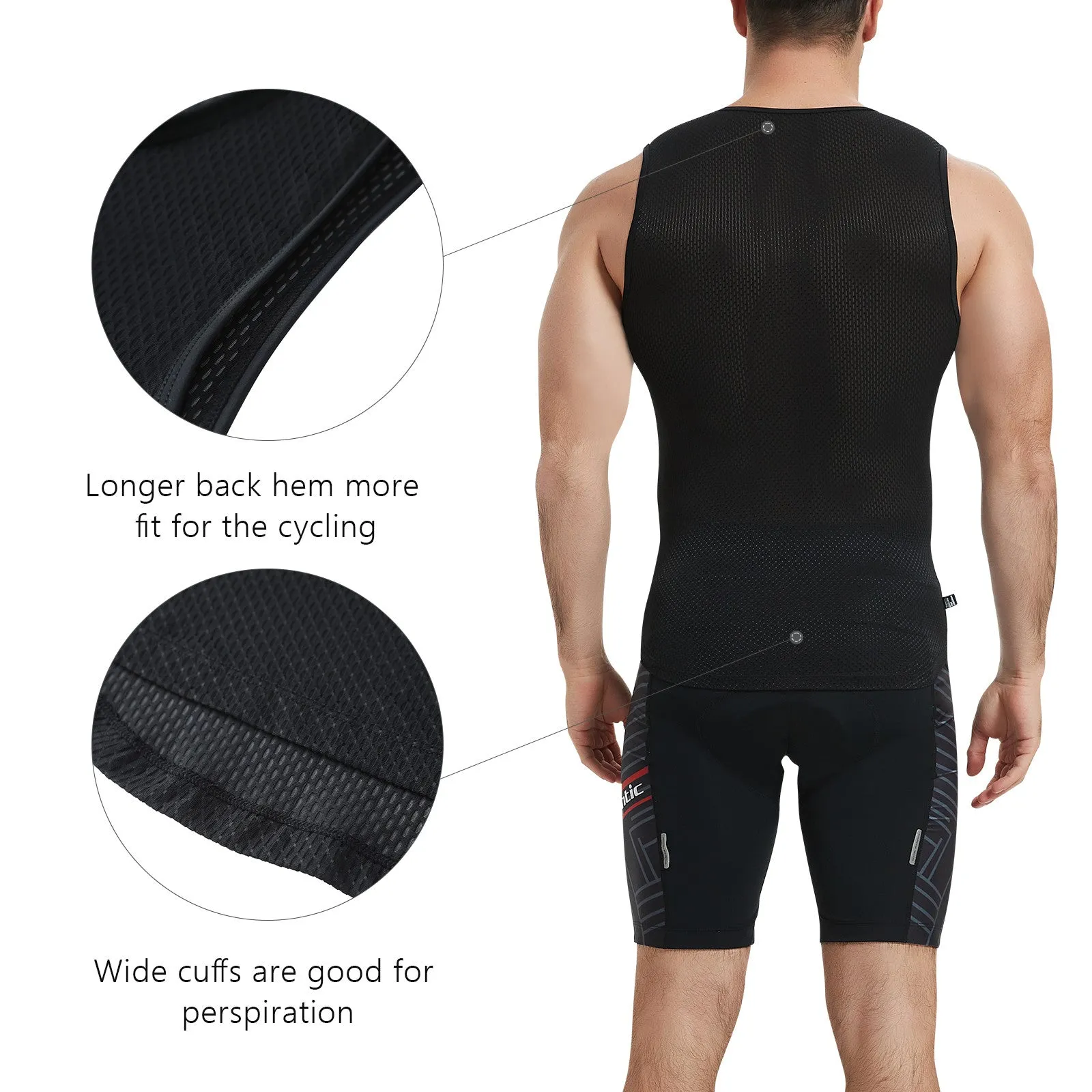 Santic Srui Men Cycling Vest Sleeveless Bike Base Layer Black