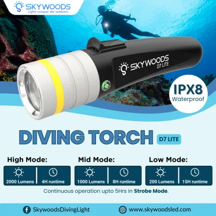 Skywoods D7 Lite-2000 Dive Torch