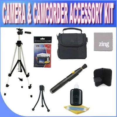 SLR Deluxe Soft Medium Camera and Video Bag   Full Size Tripod   LCD screen Protectors   Table Size Tripod   Memory Card Wallet Camera/Video Cleaning Accessory Kit!!!