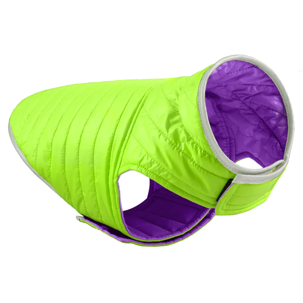 Talking Dog Club Double Trouble Reversible Jackets for Dogs (Purple/Neon Green)