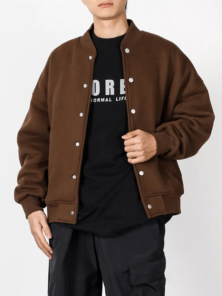 Thickened Solid Colour Bomber Jacket