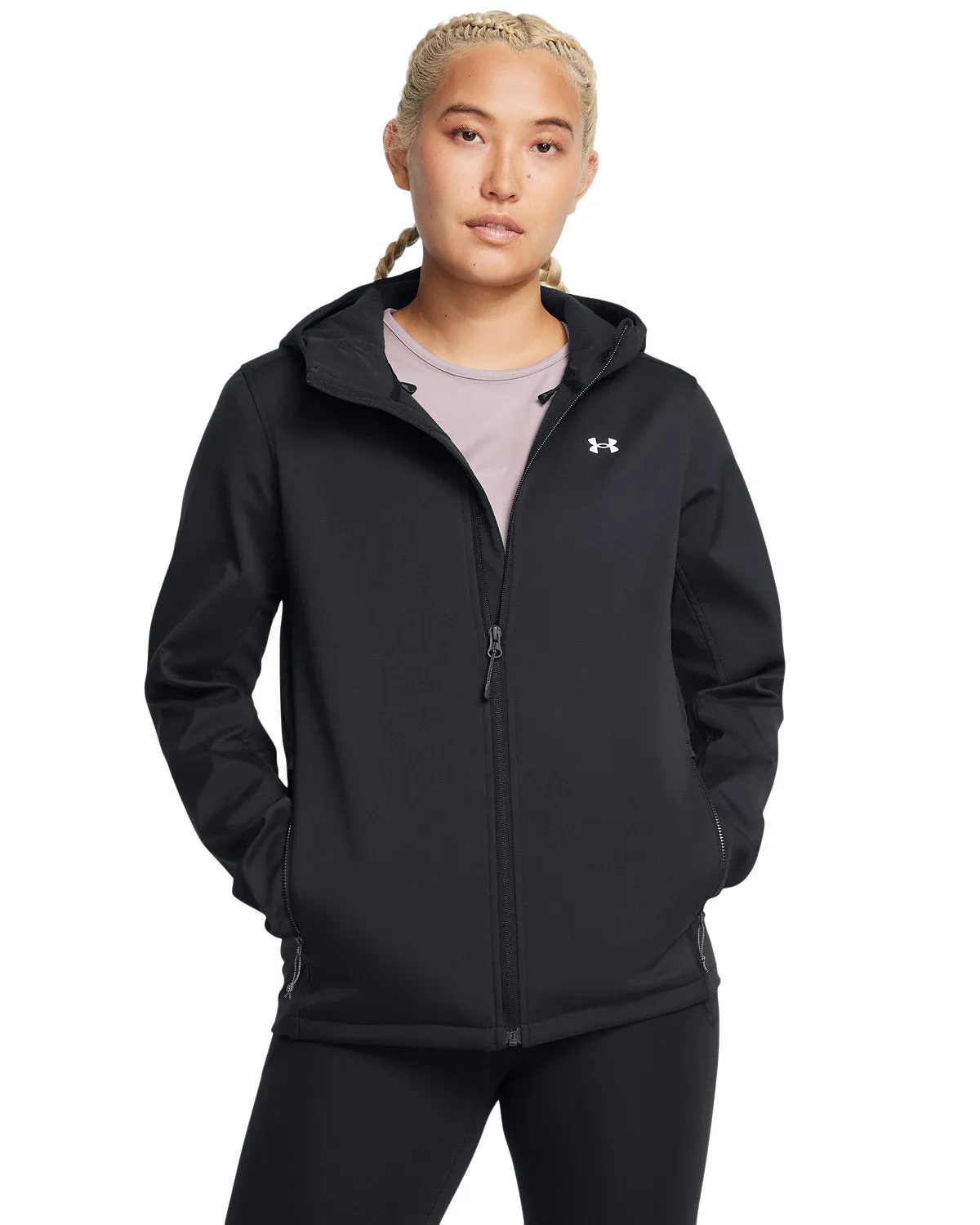 Under Armour Ladies ColdGear Infrared Shield 2.0 Custom Hooded Jackets, Black/ White