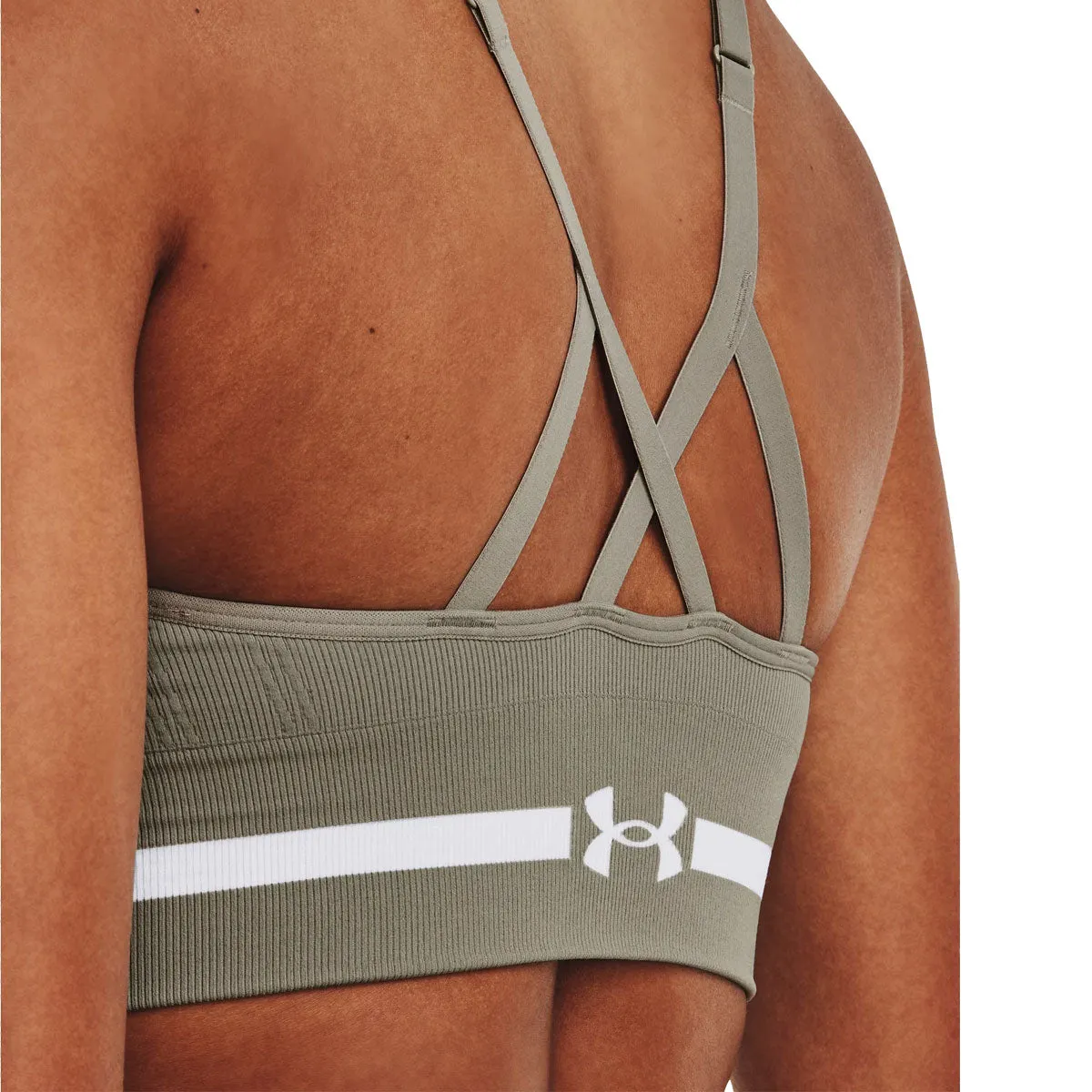 Under Armour Seamless Low Long Sports Bra - Womens - Grove Green/White