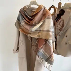 Unisex Warm Plaid Scarf – Yarn-Dyed, Windproof, and Cozy Imitation Cashmere Shawl for Autumn and Winter Elegance