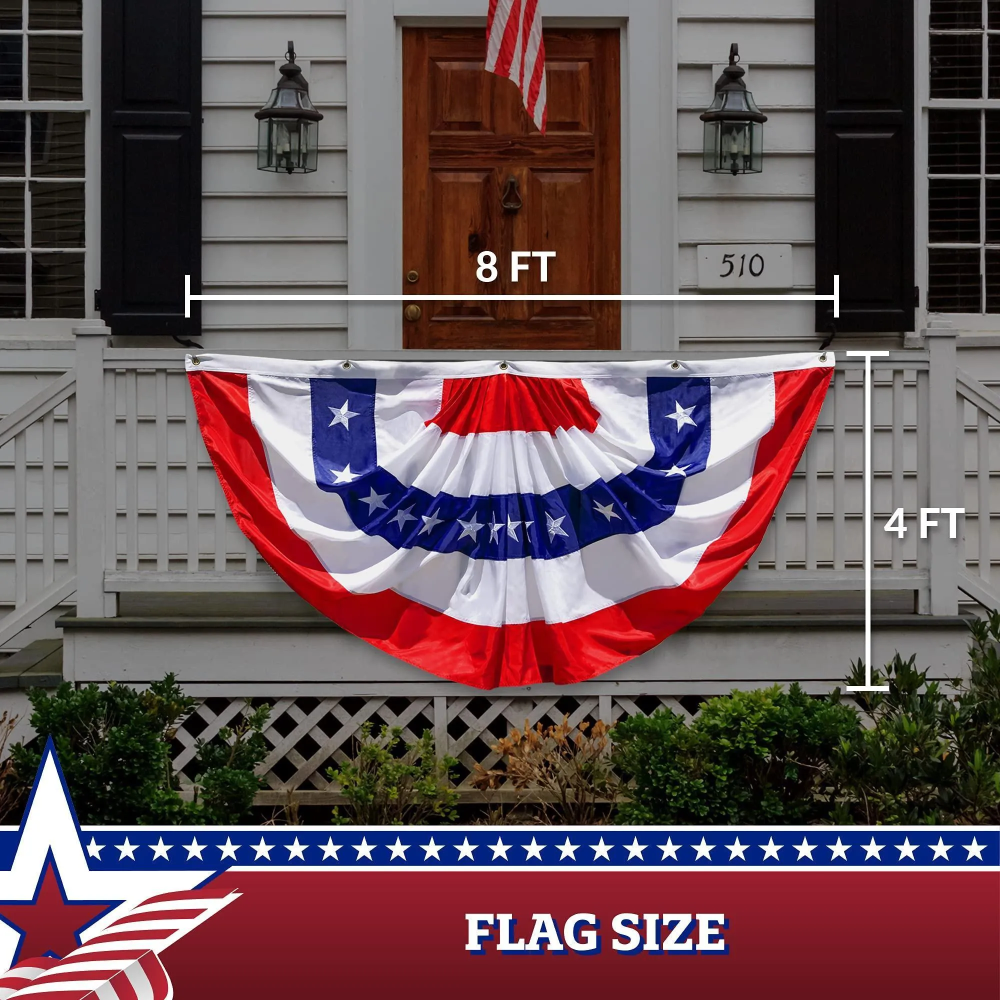 USA Pleated Fan Flag 4x8 Feet American USA Bunting Decoration Flags Embroidered