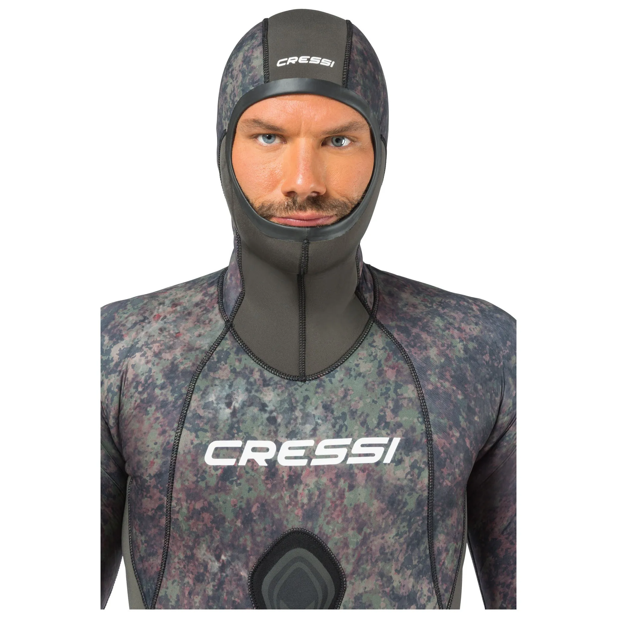 Used Cressi 7mm Mens Seppia 2-piece Freediving Wetsuit - Camo Grey - 2XLarge/6