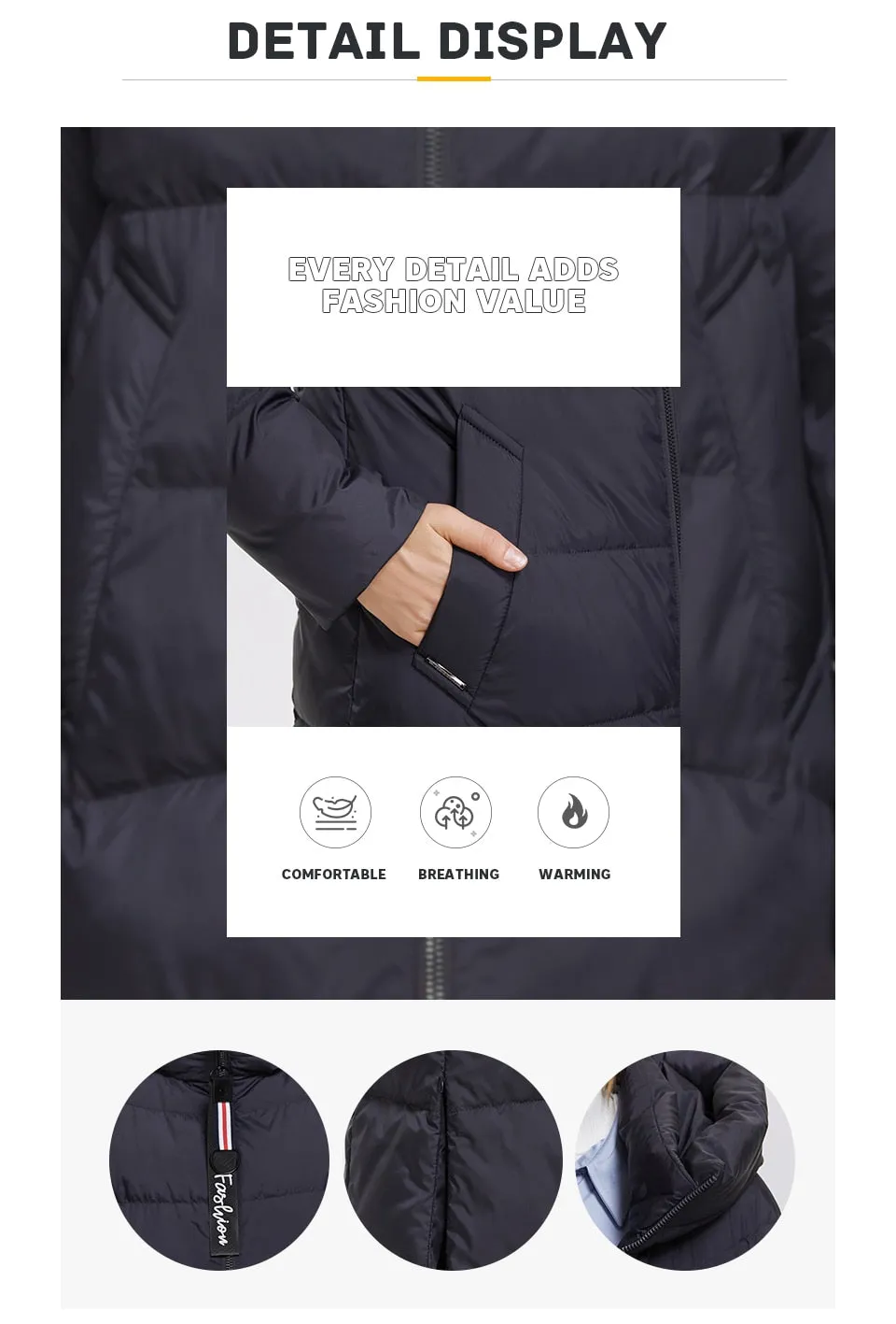 Winter Women's Outwear Parka Super Long Warm And Windproof Zipper Cotton Coat Winter Jackets