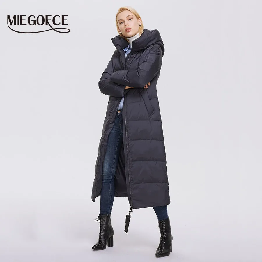 Winter Women's Outwear Parka Super Long Warm And Windproof Zipper Cotton Coat Winter Jackets