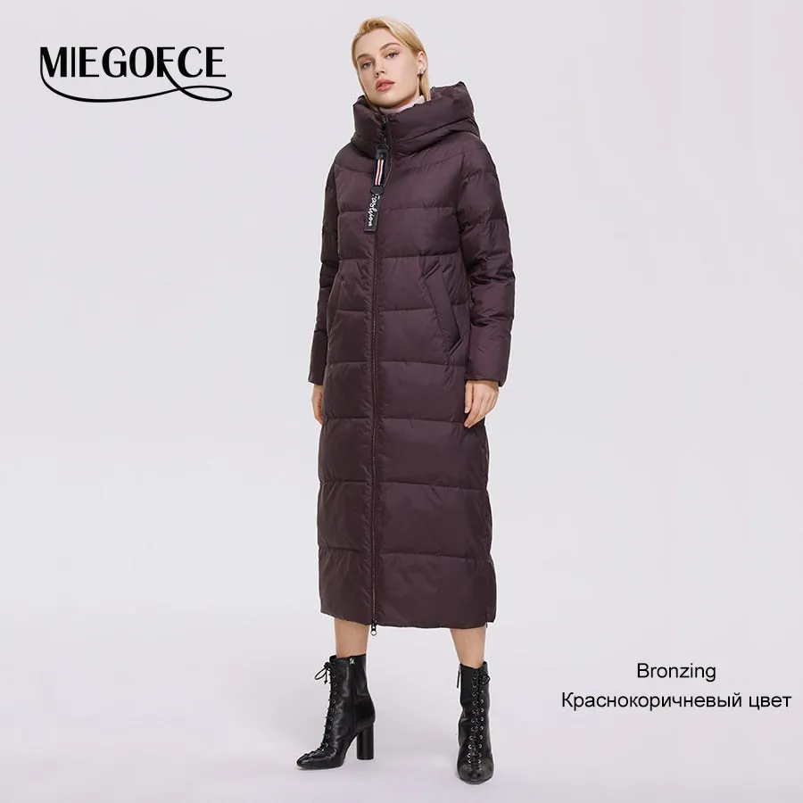 Winter Women's Outwear Parka Super Long Warm And Windproof Zipper Cotton Coat Winter Jackets