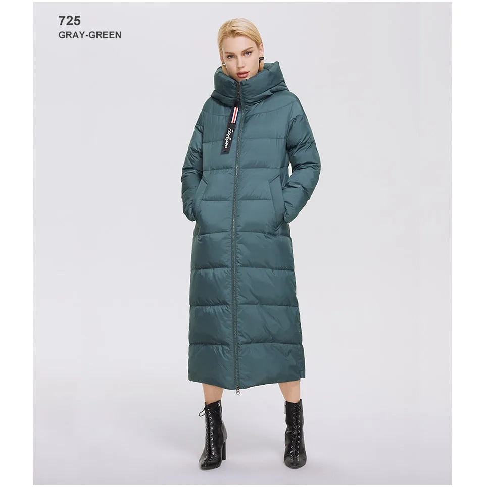 Winter Women's Outwear Parka Super Long Warm And Windproof Zipper Cotton Coat Winter Jackets