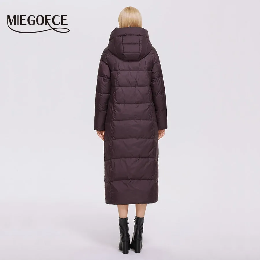 Winter Women's Outwear Parka Super Long Warm And Windproof Zipper Cotton Coat Winter Jackets