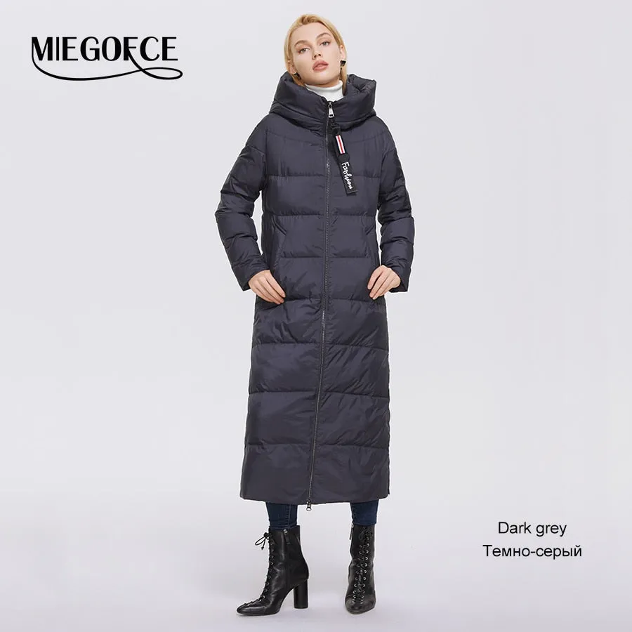 Winter Women's Outwear Parka Super Long Warm And Windproof Zipper Cotton Coat Winter Jackets